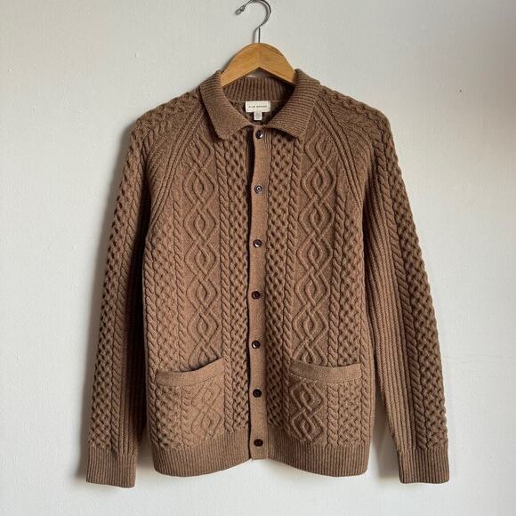 CLUB MONACO 100% Wool Cable Knit Grandpa Cardigan with Pockets - Picture 2 of 5